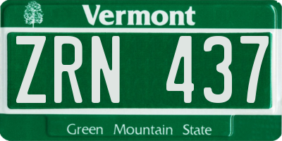 VT license plate ZRN437