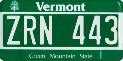 VT license plate ZRN443