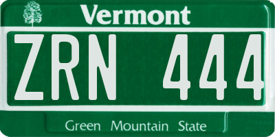 VT license plate ZRN444