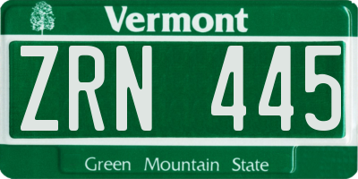 VT license plate ZRN445