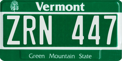 VT license plate ZRN447