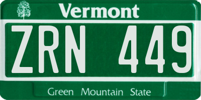 VT license plate ZRN449