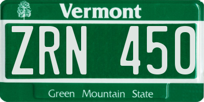 VT license plate ZRN450