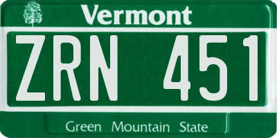 VT license plate ZRN451