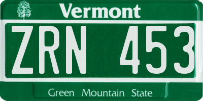 VT license plate ZRN453