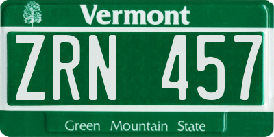 VT license plate ZRN457