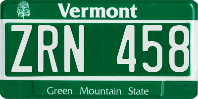 VT license plate ZRN458