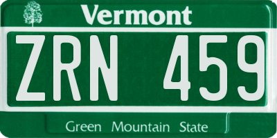 VT license plate ZRN459