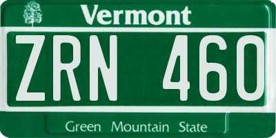 VT license plate ZRN460