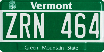 VT license plate ZRN464