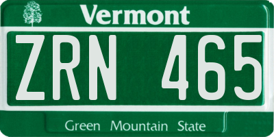 VT license plate ZRN465
