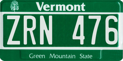 VT license plate ZRN476