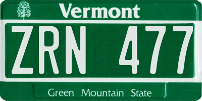 VT license plate ZRN477