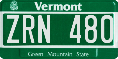 VT license plate ZRN480
