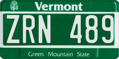 VT license plate ZRN489