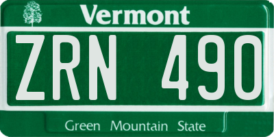 VT license plate ZRN490