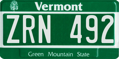 VT license plate ZRN492