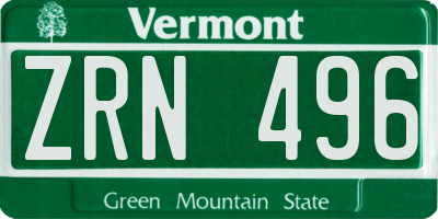 VT license plate ZRN496