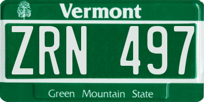 VT license plate ZRN497