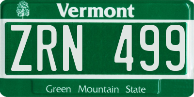 VT license plate ZRN499