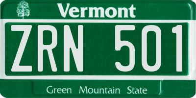 VT license plate ZRN501