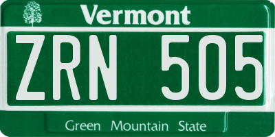 VT license plate ZRN505