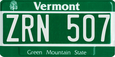 VT license plate ZRN507