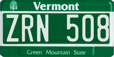 VT license plate ZRN508