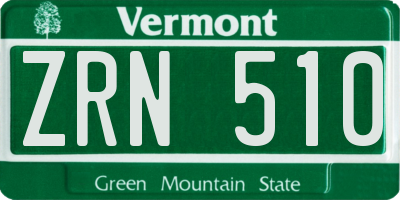 VT license plate ZRN510