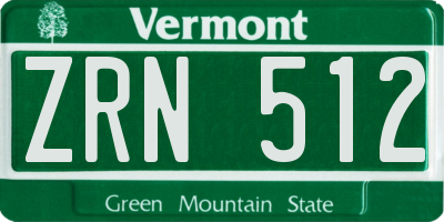 VT license plate ZRN512