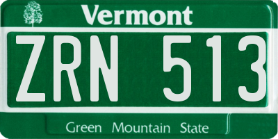 VT license plate ZRN513