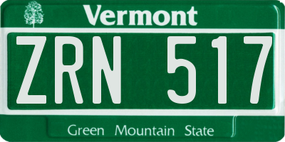 VT license plate ZRN517