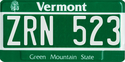 VT license plate ZRN523