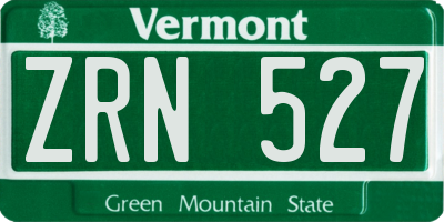 VT license plate ZRN527