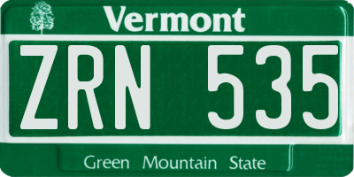 VT license plate ZRN535