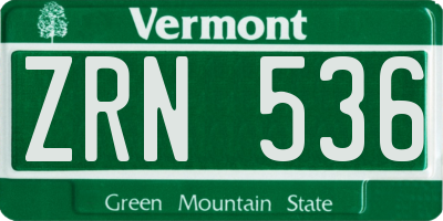 VT license plate ZRN536