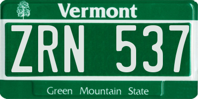 VT license plate ZRN537