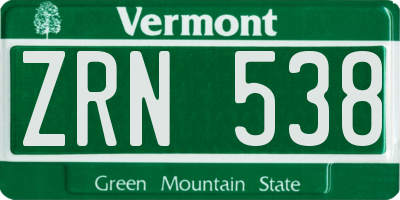 VT license plate ZRN538