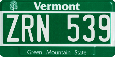 VT license plate ZRN539