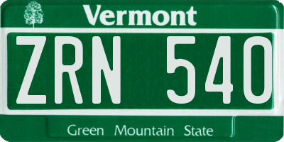 VT license plate ZRN540