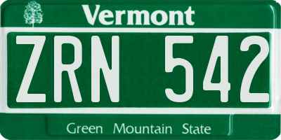 VT license plate ZRN542