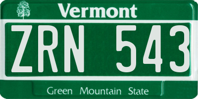 VT license plate ZRN543