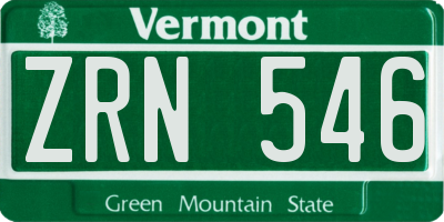 VT license plate ZRN546