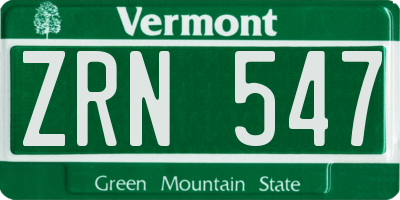 VT license plate ZRN547