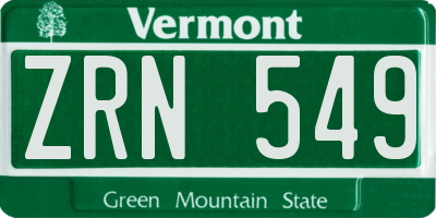 VT license plate ZRN549