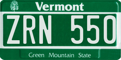 VT license plate ZRN550