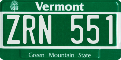 VT license plate ZRN551
