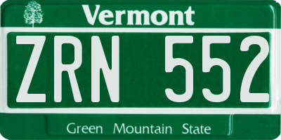 VT license plate ZRN552