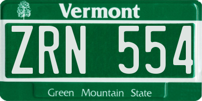 VT license plate ZRN554