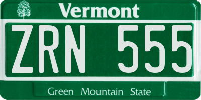VT license plate ZRN555